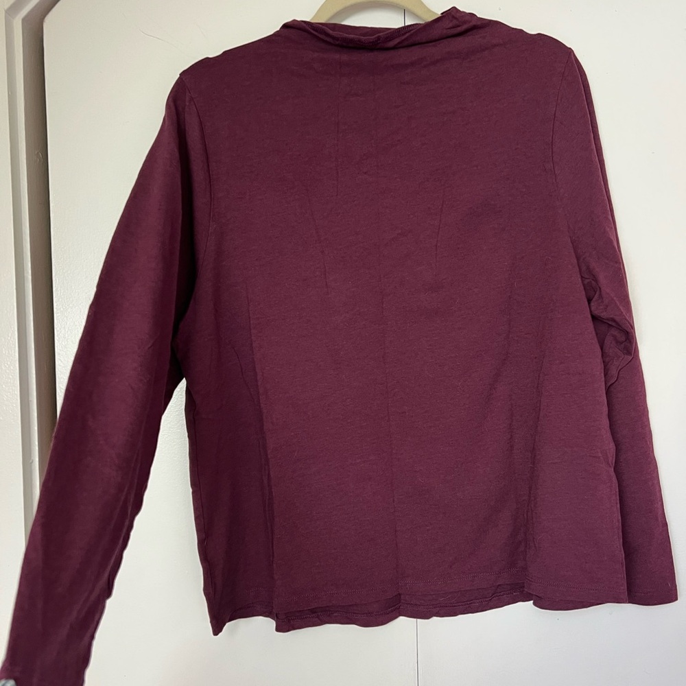 Women's Long Sleeve Top - Burgundy - Picture 2 of 2